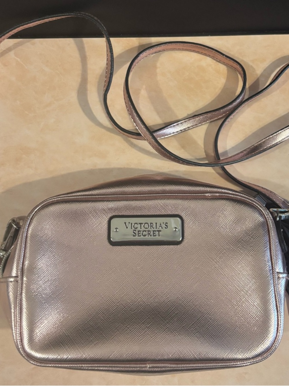 Victoria's Secret Metallic Rose Gold Crossbody Bag